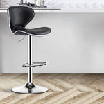 Modern Minimalist Curve Triangle Round Napa Leather Metal Bar Stool Backrest Armless For Dining Room