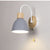 Modern Minimalist Macaron Curved Pole Round Cup Iron Wood 1-Light Wall Sconce Lamp For Bedroom