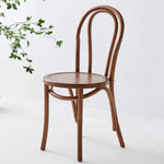 Traditional Vintage Curved Frame Solid Wood Wicker Dining Chair Backrest For Dining Room