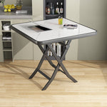 Modern Minimalist Square Marble Metal Dining Table For 4 Seats