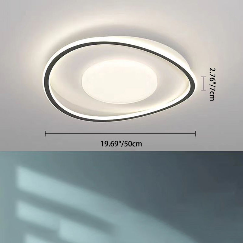 Modern Minimalist Wave Round Square Hardware Acrylic LED Flush Mount Ceiling Light For Bedroom