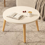 Modern Minimalist Round Marble Veneer Wood End Table 1-Tier For Living Room