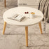 Modern Minimalist Round Marble Veneer Wood End Table 1-Tier For Living Room