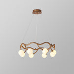 Contemporary Creative Round Tree Branch Hardware Glass 6/8/10/12 Light Chandelier For Living Room