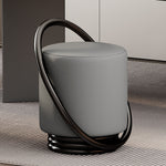 Contemporary Creative Microfiber Leather Metal Cylinder Vanity Stool For Bedroom