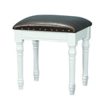 Contemporary Scandinavian Square Linen Leather Solid Wood Vanity Stool Backless Armless For Bedroom