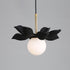 Modern Simplicity Resin Leaf Texture Glass Ball Shade 1-Light Pendant Light For Dining Room