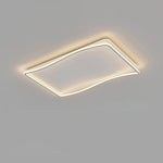 Modern Minimalist Square Rectangular Wavy Acrylic Iron LED Flush Mount Ceiling Light For Bedroom