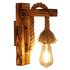 Contemporary Industrial Wood Hemp Rope Iron Glass Cubic Pendant 1-Light Wall Sconce Lamp For Hallway