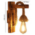 Contemporary Industrial Wood Hemp Rope Iron Glass Cubic Pendant 1-Light Wall Sconce Lamp For Hallway