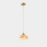 Traditional Japanese Brass Stained Glass Half Round Shell Design 1-Light Pendant Light For Bedroom