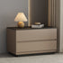 Modern Minimalist Rectangular Rock Slab Solid Wood Nightstand 2-Drawer For Bedroom