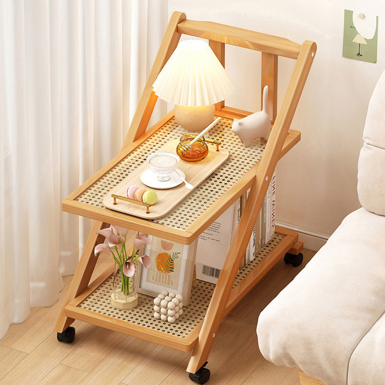 Modern Minimalist Square Wood Plastic Rattan Acrylic End Table Wheels For Living Room