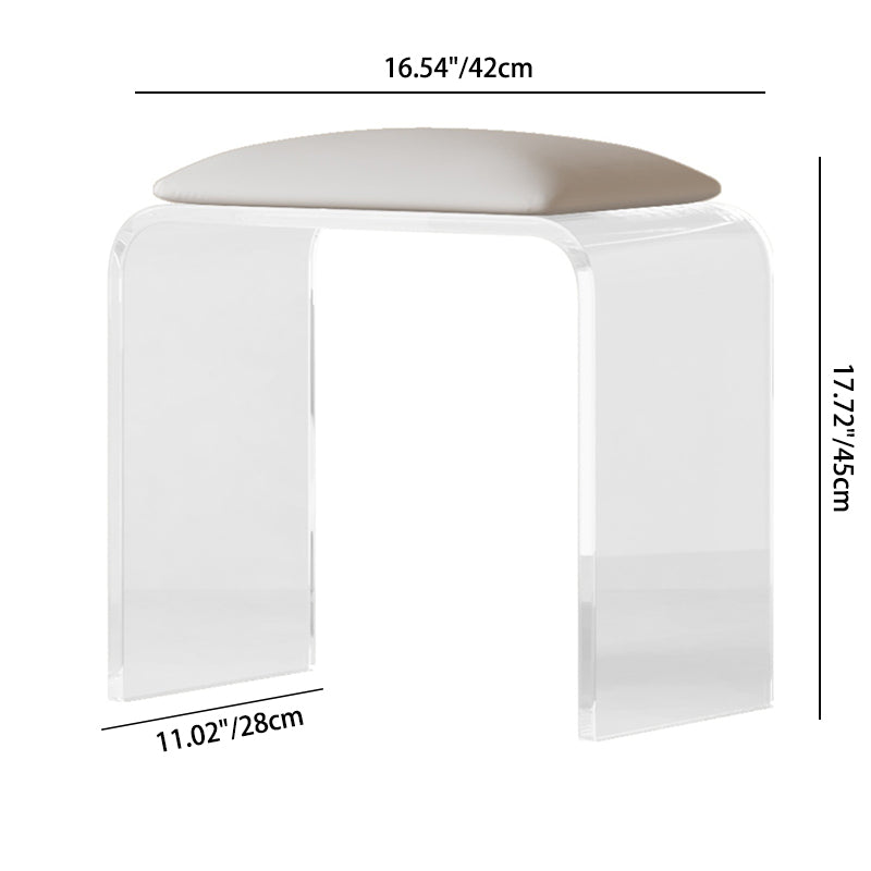 Modern Minimalist Rectangular Acrylic Leather Vanity Stool For Bedroom