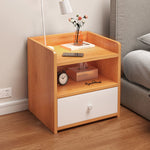 Modern Minimalist Rectangular Desktop Density Board Nightstand 1/2/3-Drawer For Bedroom