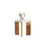 Contemporary Simplicity Round Rock Beam Three-Legs Wood Base Coffee Table For Living Room