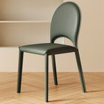 Modern Minimalist Square Oval Back Leather Carbon Steel Dining Chair For Dining Room