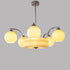 Modern Mid-Century Branch Curved Rod Round Orb Iron Glass 4/6/8 Light Chandelier For Living Room