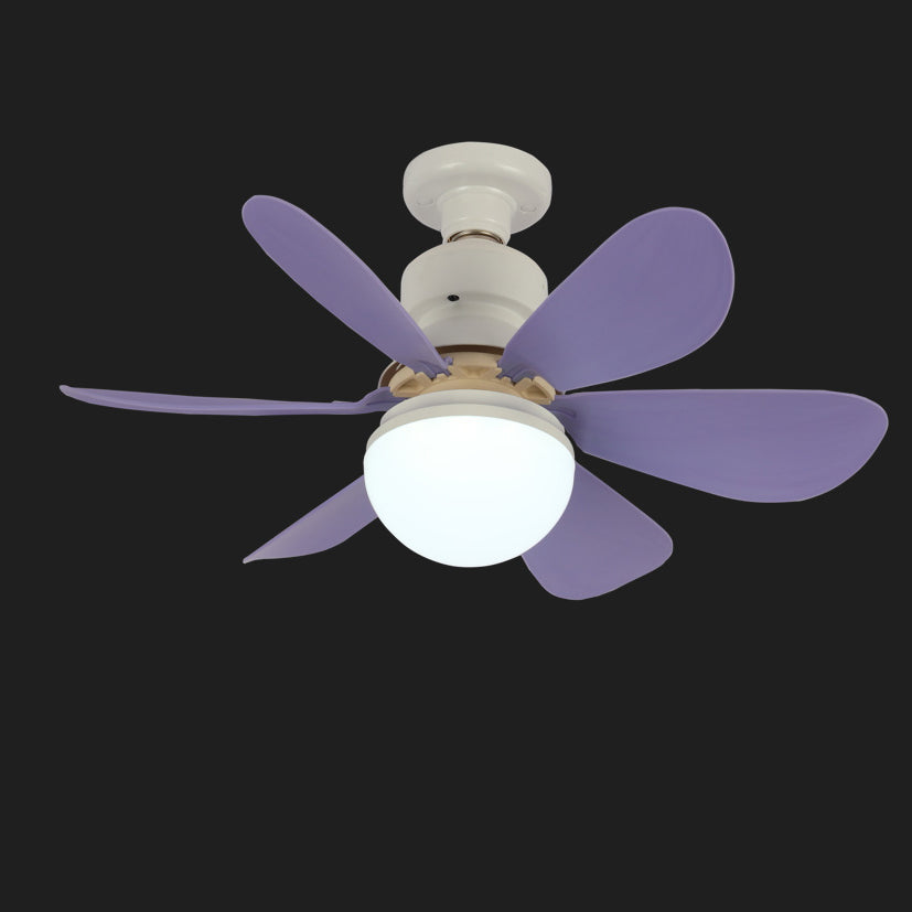 Contemporary Creative PC ABS Nylon Acrylic Flower LED Semi-Flush Mount Ceiling Fan Light For Living Room