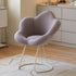 Modern Minimalist Plum Round Lambswool Metal Vanity Stool Backrest Armless For Bedroom