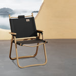 Contemporary Scandinavian Square Frame Alloy Wood Oxford Cloth Patio Dining Chair Foldable Backrest For Outdoor