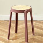 Contemporary Scandinavian Weaving PP Round Stool Dining Chair Backless Stackable For Dining Room