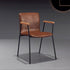 Contemporary Industrial Square Upholstered Leather Wooden Dining Chair Backrest Armrest For Dining Room