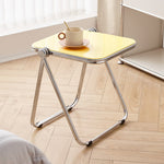 Contemporary Simplicity Square Acrylic Metal Frame Foldable End Table For Living Room