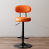 Modern Minimalist Round Upholstered Curved Backrest Leather Metal Bar Stool For Dining Room