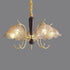 Traditional Vintage Floral Copper Wood Glass 3/5 Light Chandelier For Living Room