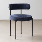 Modern Minimalist Round Velvet Upholstered Stainless Steel Tubular Legs Dining Chair Backrest Armless For Dining Room