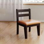 Modern Minimalist Square Leather Sponge Solid Wood Chair Backrest Armless For Living Room