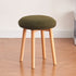 Modern Minimalist Round Lambswool Wood Vanity Stool For Bedroom