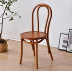 Traditional Chinese Round Wood Rattan Dining Chair Four Legs Backrest For Dining Room