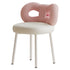 Modern Art Deco Butterfly Knot Round Lambswool Leather Metal Vanity Stool Backrest Armless For Bedroom