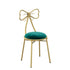 Contemporary Creative Bow Round Upholstered Velvet Metal Vanity Stool Backrest For Bedroom