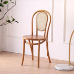 Traditional Vintage Round Rattan Woven Wooden Dining Chair Backrest For Dining Room