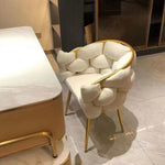 Contemporary Creative Half Round Bubble Fabric Metal Vanity Stool Backrest For Bedroom