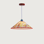 Modern Creative Cone Oil Painting Iron Fabric 1-Light Pendant Light For Living Room