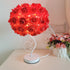 Modern Art Deco Fabric Rose Flower Hardware Base 1-Light Table Lamp For Bedroom