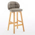 Modern Minimalist Square Wood Leather Foam Bar Stool With Four Legs Backrest For Dining Room