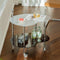 Modern Minimalist Mango Shaped Glass Stainless Steel Side Table Wheels Two Tiers For Living Room