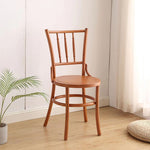 Traditional Vintage Round Cylinder Solid Wood Rattan Dining Chair Backrest For Living Room