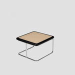 Traditional Vintage Square Solid Wood Rattan Glass Stainless Steel Coffee Table 4-Leg For Living Room