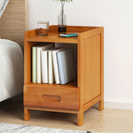 Modern Minimalist Rectangular Desktop Bamboo Nightstand 1/2-Drawer For Bedroom