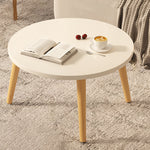 Modern Minimalist Round Marble Veneer Wood End Table 1-Tier For Living Room