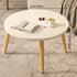 Modern Minimalist Round Marble Veneer Wood End Table 1-Tier For Living Room