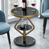 Contemporary Nordic Round Lozenge Glass Stainless Steel End Table 2-Tier For Living Room