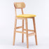 Modern Minimalist PU Leather Rattan Upholstered Rubberwood Counter Stool Open Back Footrest For Kitchen