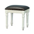 Contemporary Scandinavian Square Linen Leather Solid Wood Vanity Stool Backless Armless For Bedroom